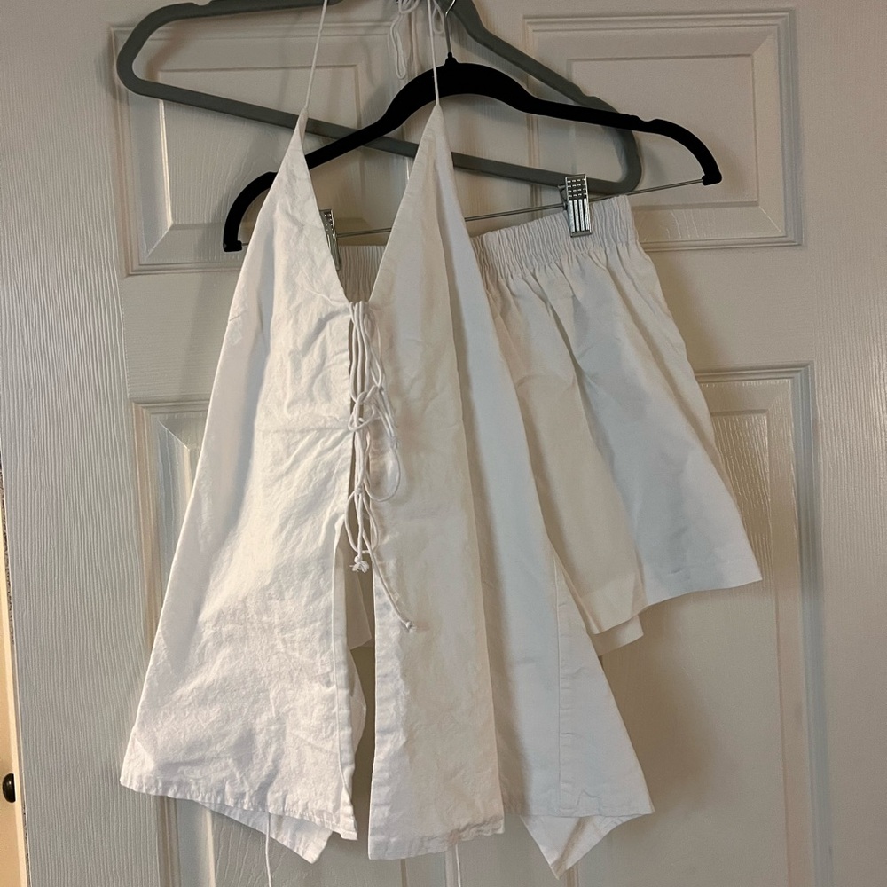 Cider White Halter Top and Shorts Set